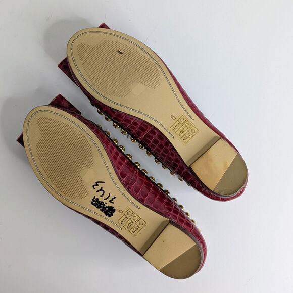 Jeffrey Campbell Dauphine Studded Ballet Flats 6 Croc Burgundy Patent Punk - Picture 11 of 15